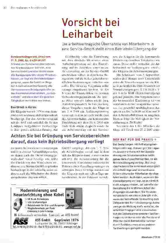 Vorschauseite 1: Vorsicht bei Leiharbeit