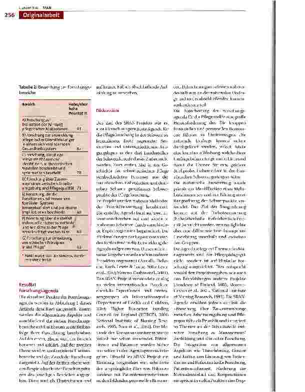 Vorschauseite 5: Swiss Research Agenda for Nursing (SRAN) Die Entwicklung einer Agenda für die klinische Pflegeforschung in der Schweiz
