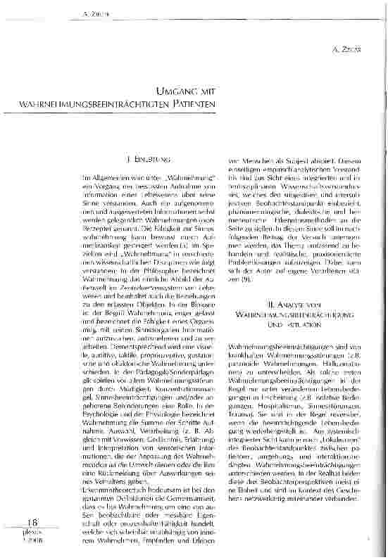 Vorschauseite 1: UMGANG MIT WAHRNEHMUNGSBEEINTRACHTIGTEN PATIENTEN