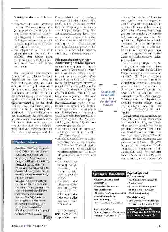 Vorschauseite 2: Zeit für die Pflege nehmen
