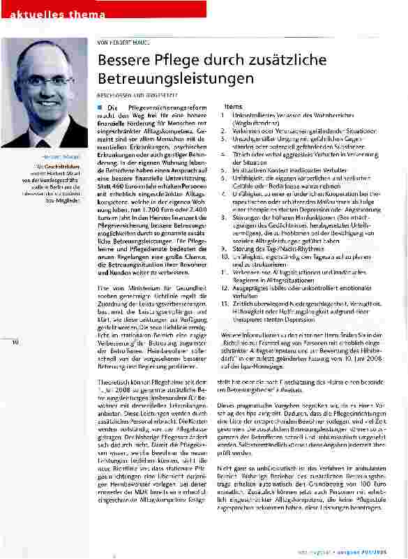 Vorschauseite 1: Bessere Pflege durch zusätzliche Betreuungsleistungen