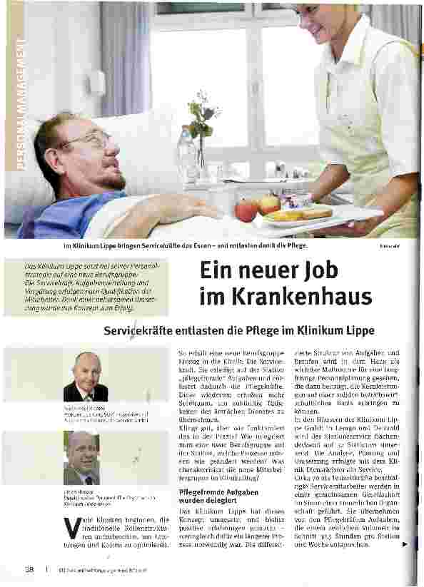 Vorschauseite 1: Ein neuer Job im KrankenhausServicekräfte entlasten die Pflege im Klinikum Lippe