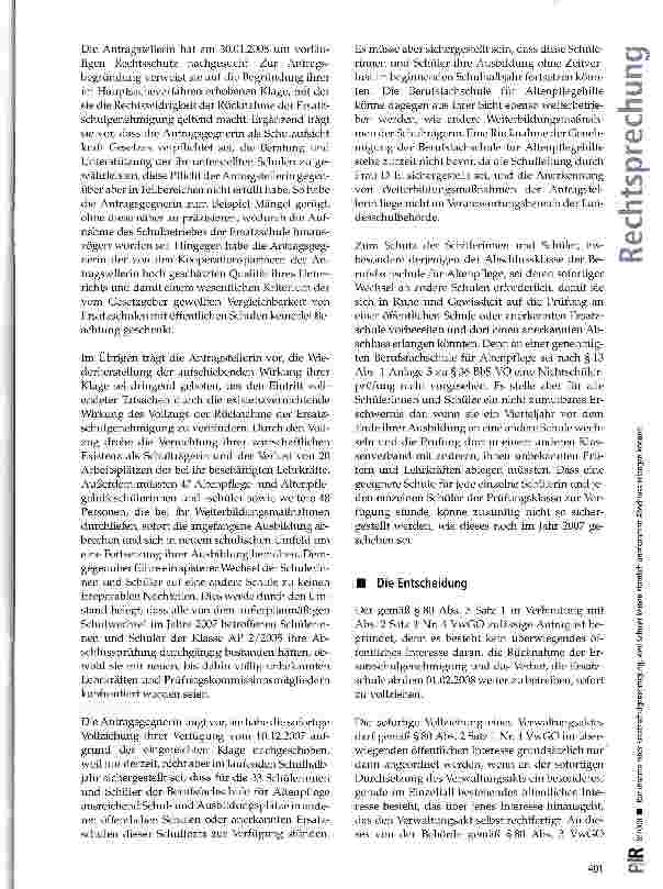 Vorschauseite 3: Rücknahme einer Ersatzschulgenehmigung, weil Schüler keinen staatlich anerkannten Abschluss erlangen können