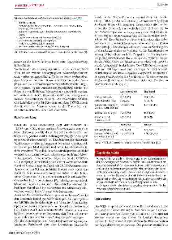 Vorschauseite 2: Sekundärprävention der zerebralen Ischämie in der Praxis - was kommt nach der stationären Behandlung?