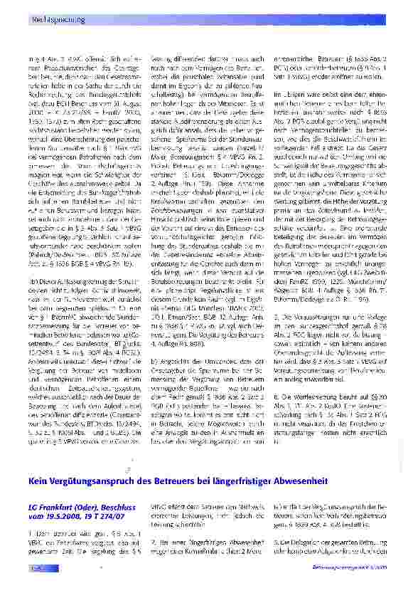 Vorschauseite 1: Kein Vergütungsanspruch des Betreuers bei längerfristiger Abwesenheit