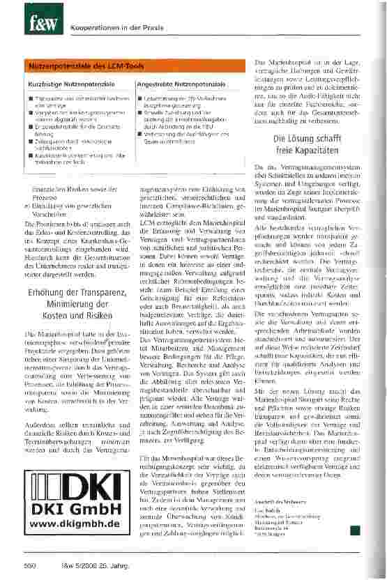 Vorschauseite 2: Das Marienhospital Stuttgart nutzt ein Integriertes Vertragsmanagement