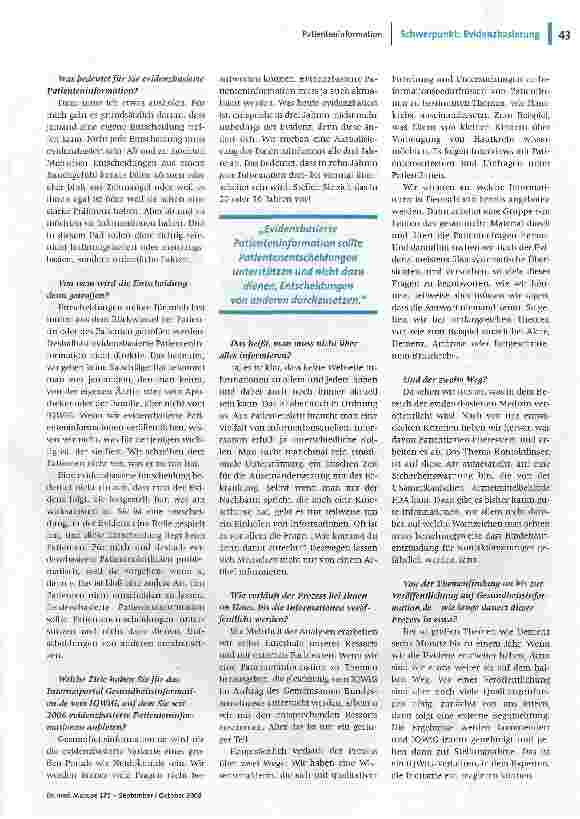 Vorschauseite 2: Patientinnen unterstützenEin Gespräch mit Hilda Bastian