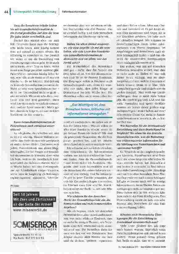 Vorschauseite 3: Patientinnen unterstützenEin Gespräch mit Hilda Bastian