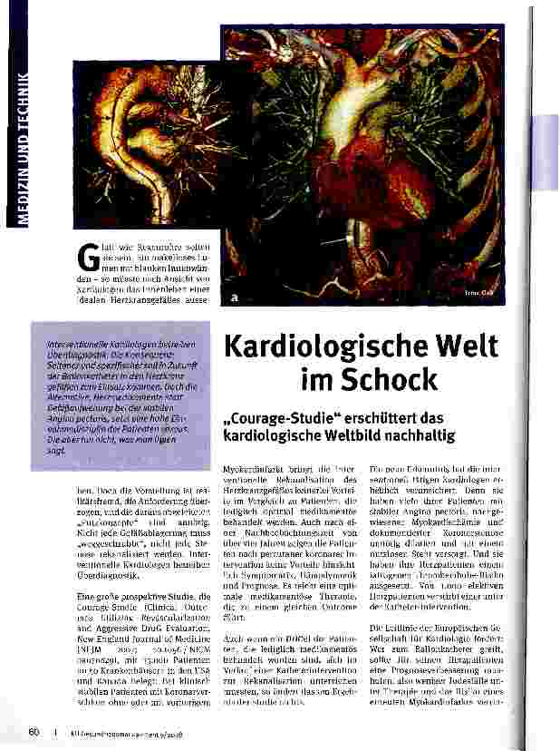 Vorschauseite 1: Kardiologische Welt im Schock„Courage-Studie erschüttert das kardiologische Weltbild nachhaltig