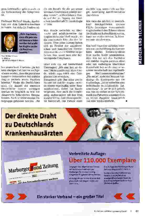 Vorschauseite 2: Kardiologische Welt im Schock„Courage-Studie erschüttert das kardiologische Weltbild nachhaltig