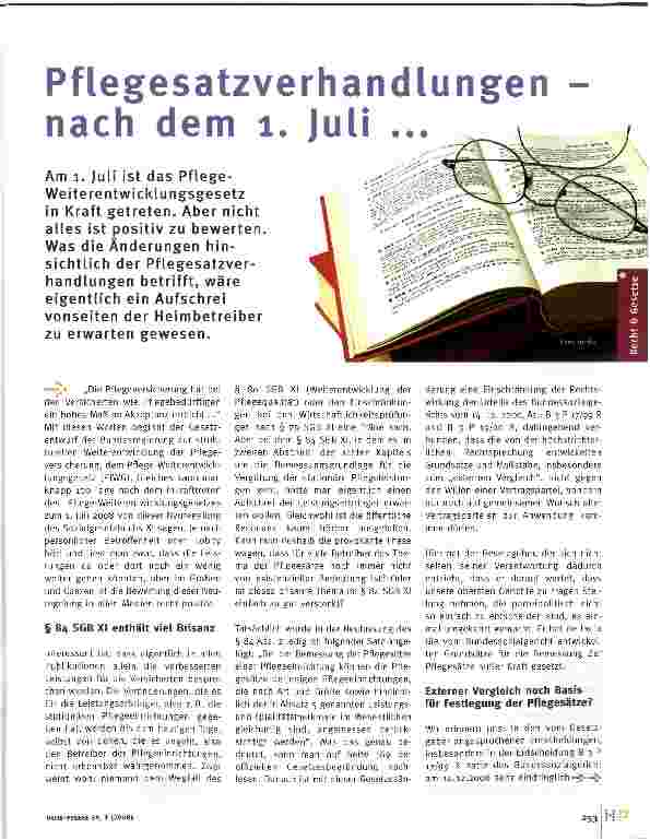 Vorschauseite 1: Pflegesatzverhandlungen -nach dem 1. Juli...