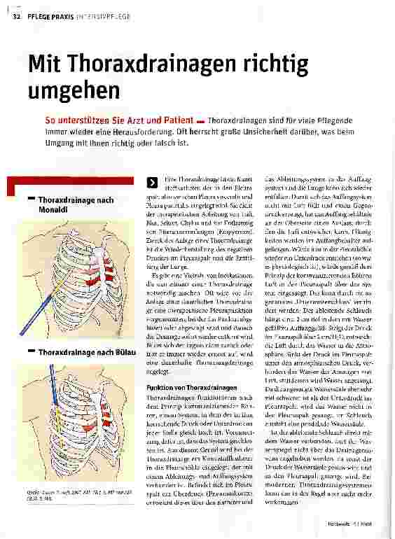 Vorschauseite 1: Mit Thoraxdrainagen richtig umgehen