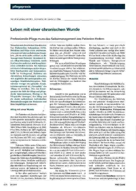 Vorschauseite 1: Leben mit einer chronischen WundeProfessionelle Pflege muss das Selbstmanagement des Patienten fördern