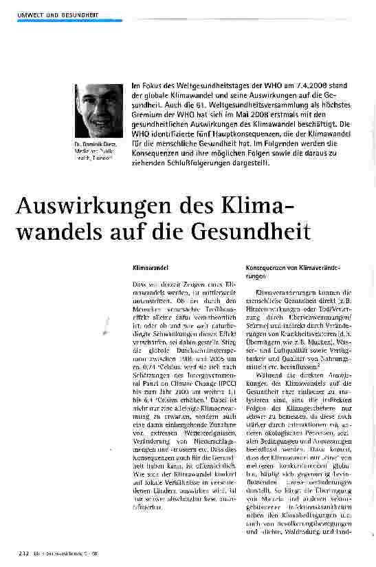 Vorschauseite 1: Auswirkungen des Klimawandels auf die Gesundheit