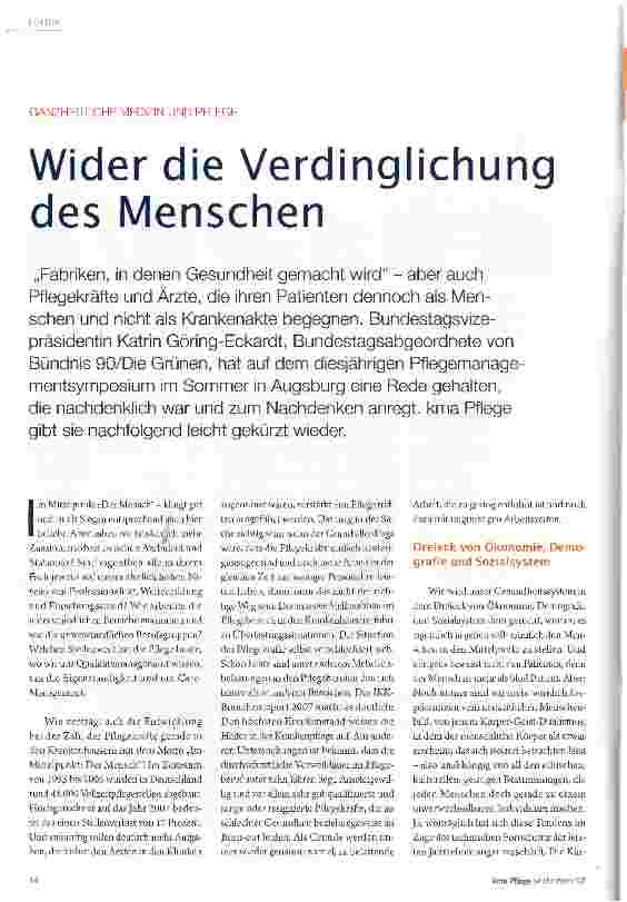 Vorschauseite 1: Wider die Verdinglichung des Menschen