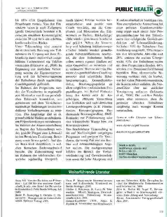 Vorschauseite 2: Telemedizinisches Life-Style-Coaching zur Prävention von Diabetes und kardiovaskulären Erkrankungen