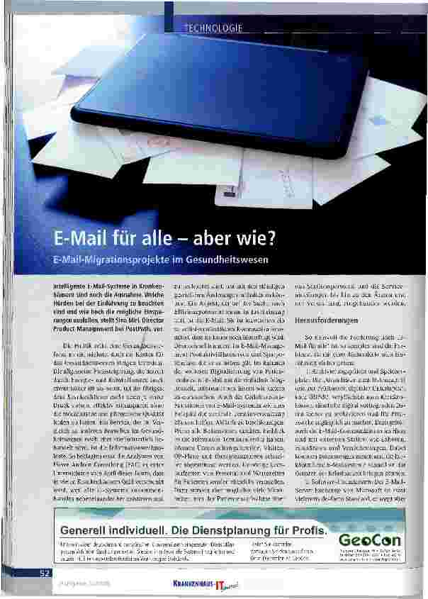 Vorschauseite 1: EMail für alleaber wie? EMail-Migrationsprojekte im Gesundheitswesen