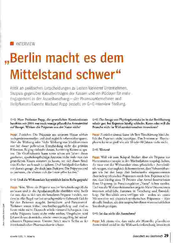 Vorschauseite 2: „Berlin macht es dem Mittelstand schwer