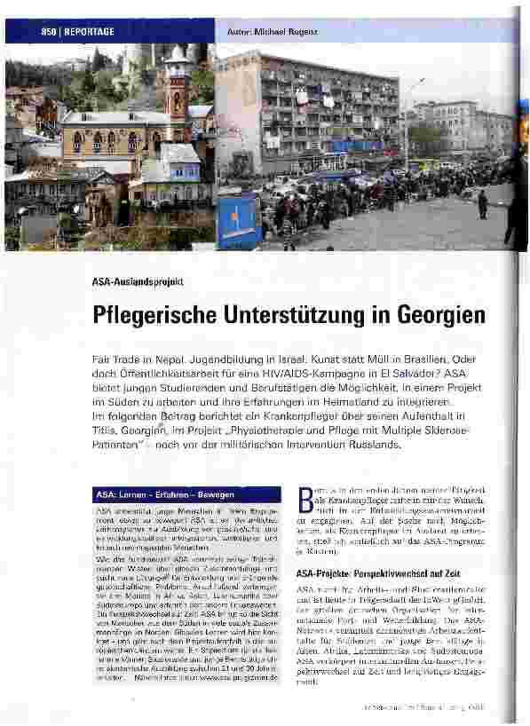 Vorschauseite 1: ASA-AuslandsprojektPflegerische Unterstützung in Georgien