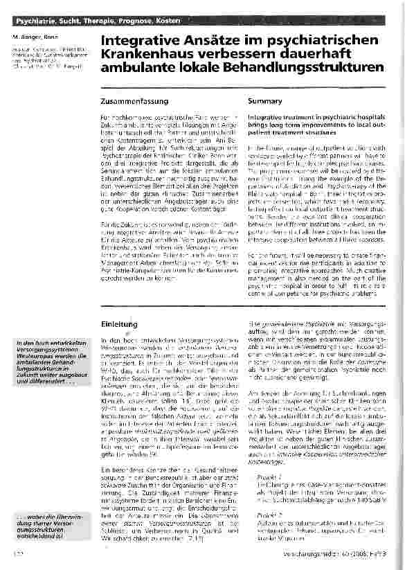 Vorschauseite 1: Integrative Ansätze im psychiatrischen Krankenhaus verbessern dauerhaft ambulante lokale Behandlungsstrukturen