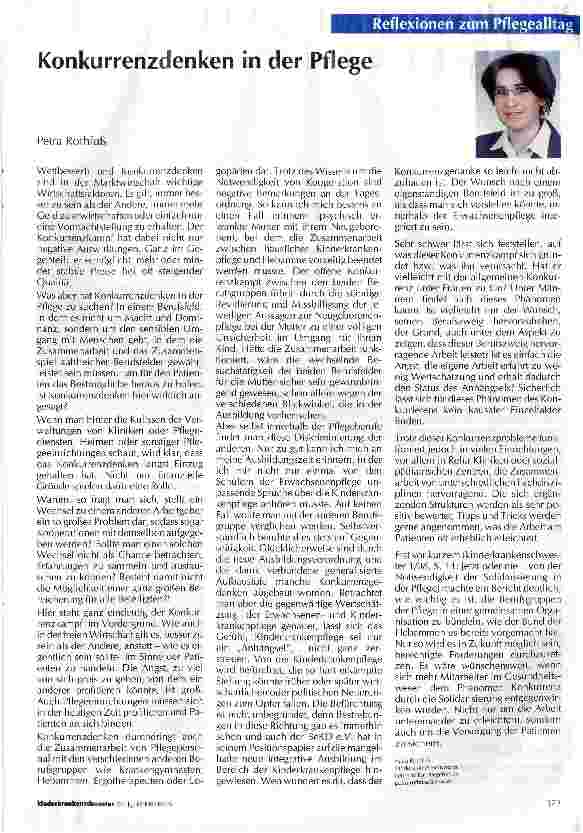 Vorschauseite 1: Konkurrenzdenken in der Pflege