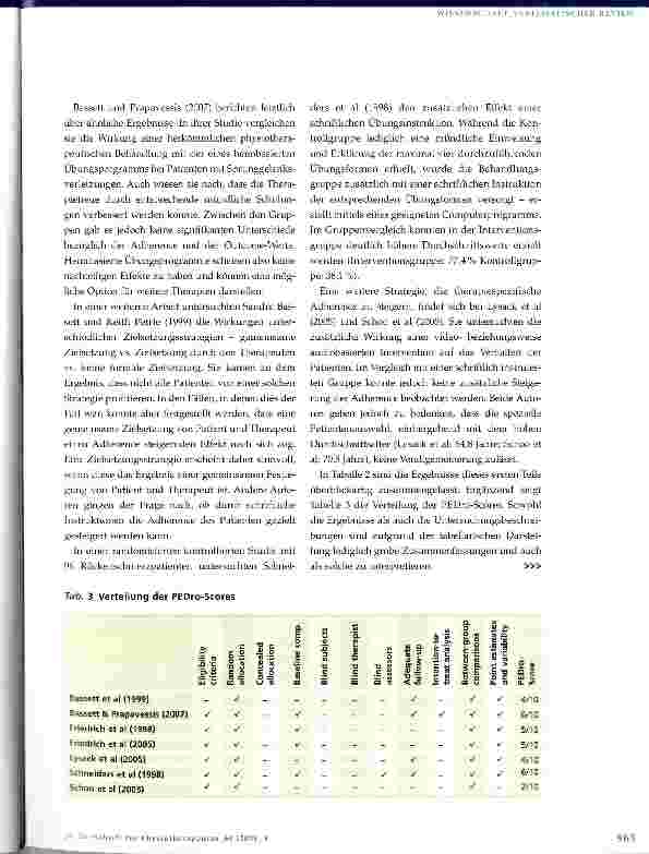 Vorschauseite 6: Der Patient - »eine große Unbekannte« im TherapieprozessEin systematischer Review zum Thema Adherence in der Physiotherapie Thomas Messner