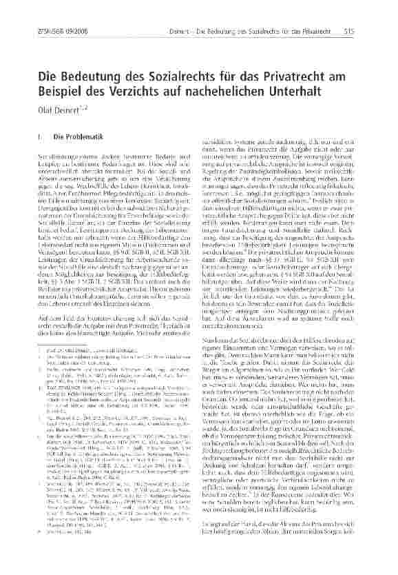 Vorschauseite 1: Die Bedeutung des Sozialrechts für das Privatrecht am Beispiel des Verzichts auf nachehelichen Unterhalt