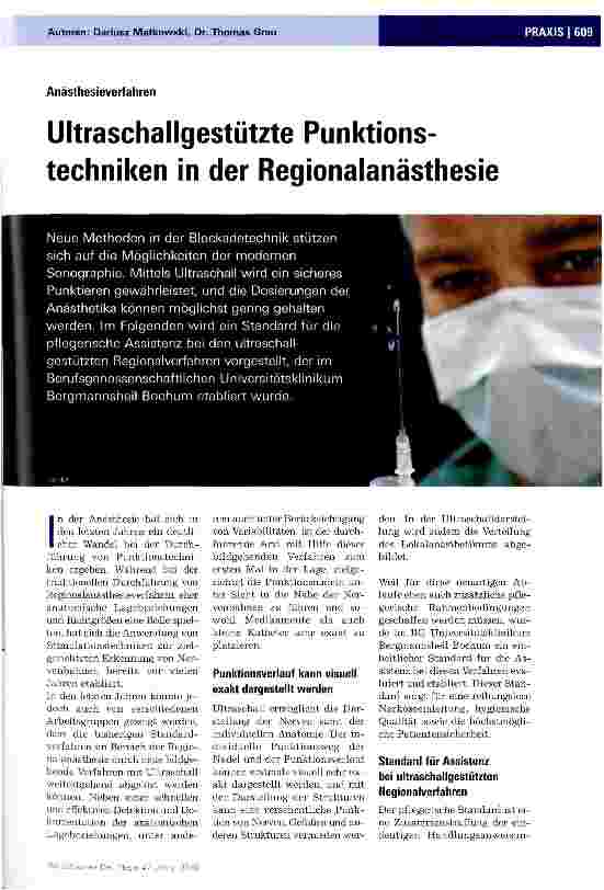 Vorschauseite 1: Anästhesieverfahren Ultraschallgestützte Punktionstechniken in der Regionalanästhesie