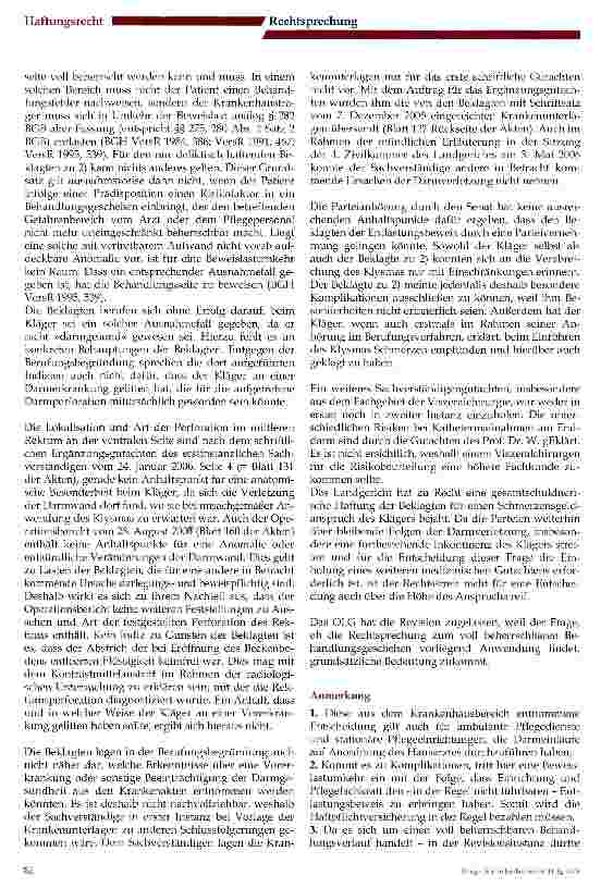 Vorschauseite 3: Zur Beweislastverteilung bei Darmeinlauf mit schadhaftem Ausgang