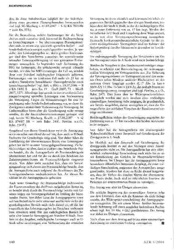 Vorschauseite 5: Medizinisches Versorgungszentrum (MVZ) muss am Vertragsarztsitz alle ärztlichen Leistungen erbringen, um fachübergreifend tätig zu sein