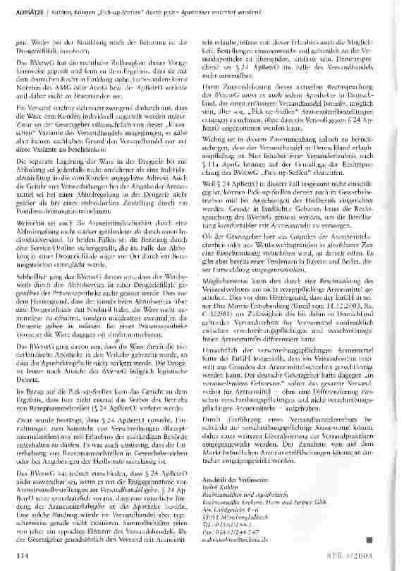 Vorschauseite 2: Können „Pick-up-Stellen durch jeden Apotheker errichtet werden?