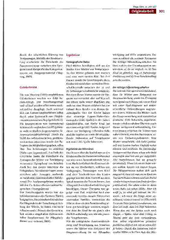 Vorschauseite 3: Trotz Akzeptanz bleibt die Herausforderung -Wie Mütter eines Neugeborenen mit einer «Spalte» den Übergang vom Spital nach Hause erfahren