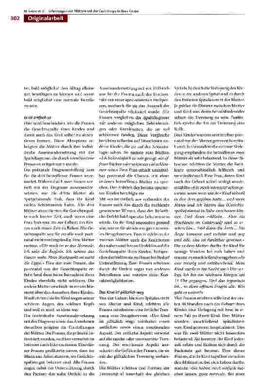 Vorschauseite 4: Trotz Akzeptanz bleibt die Herausforderung -Wie Mütter eines Neugeborenen mit einer «Spalte» den Übergang vom Spital nach Hause erfahren