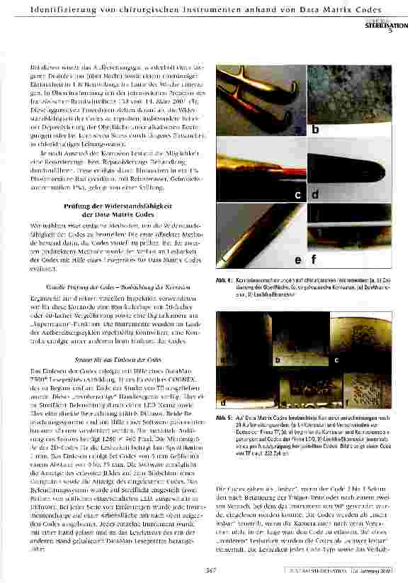 Vorschauseite 4: Identifizierung von chirurgischen Instrumenten anhand von Data Matrix CodesZuverlässigkeit der Laserund Nadelprägungs-Markierungsverfahren