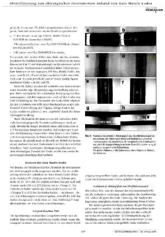 Vorschauseite 6: Identifizierung von chirurgischen Instrumenten anhand von Data Matrix CodesZuverlässigkeit der Laserund Nadelprägungs-Markierungsverfahren