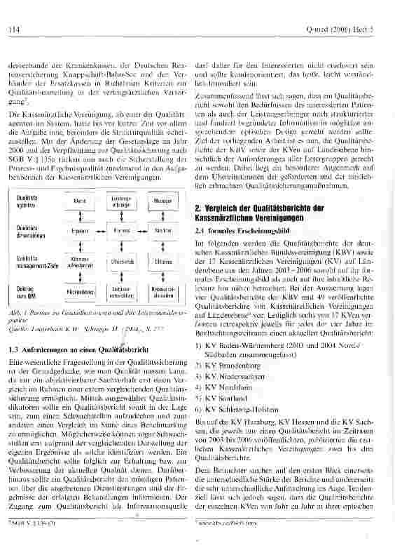 Vorschauseite 2: Qualitätsberichte der Kassenärztlichen Vereinigungen im Vergleich