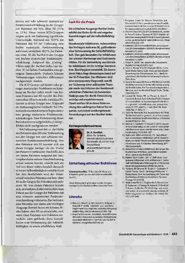 Vorschauseite 6: Auswirkungen nosokomialer Infektionen auf die Aktivitäten des täglichen Lebens bei Patienten in einer Akutgeriatrie