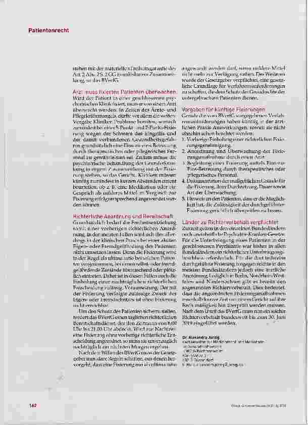 Vorschauseite 2: Längere Fixierung nur mit richterlicher Anordnung