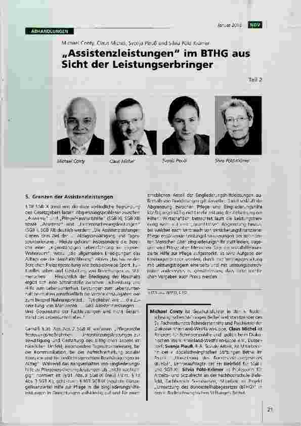 Vorschauseite 1: „Assistenzleistungen im BTHG aus Sicht der Leistungserbringer Teil 2