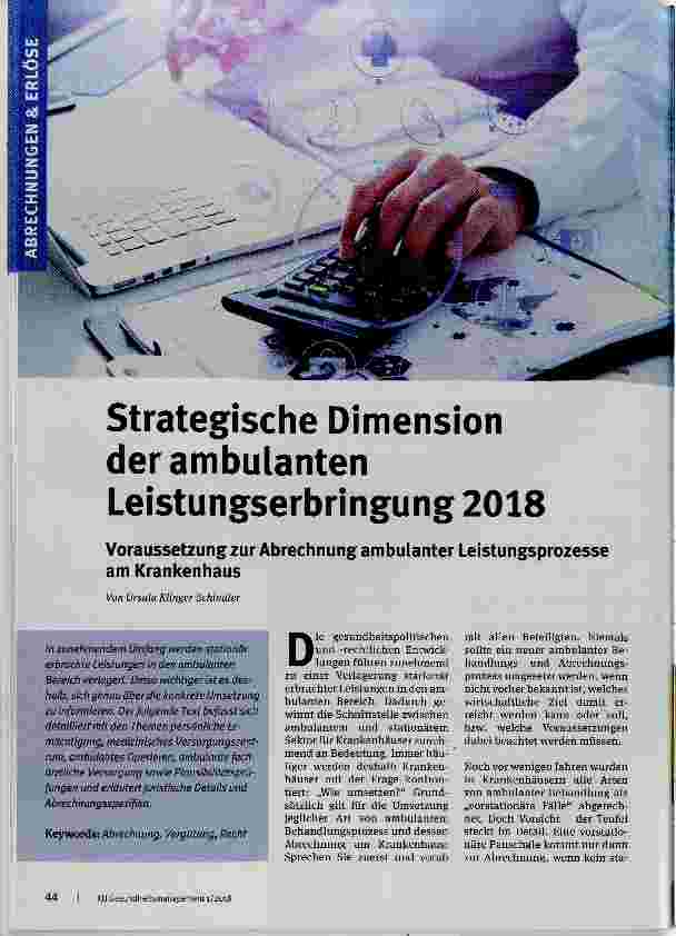 Vorschauseite 1: Strategische Dimension der ambulanten Leistungserbringung 2018