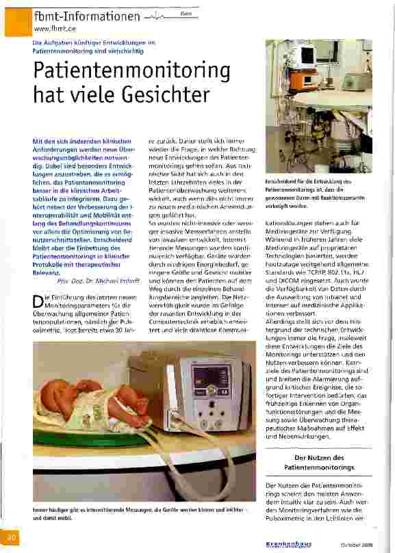 Vorschauseite 1: Patientenmonitoring hat viele Gesichter