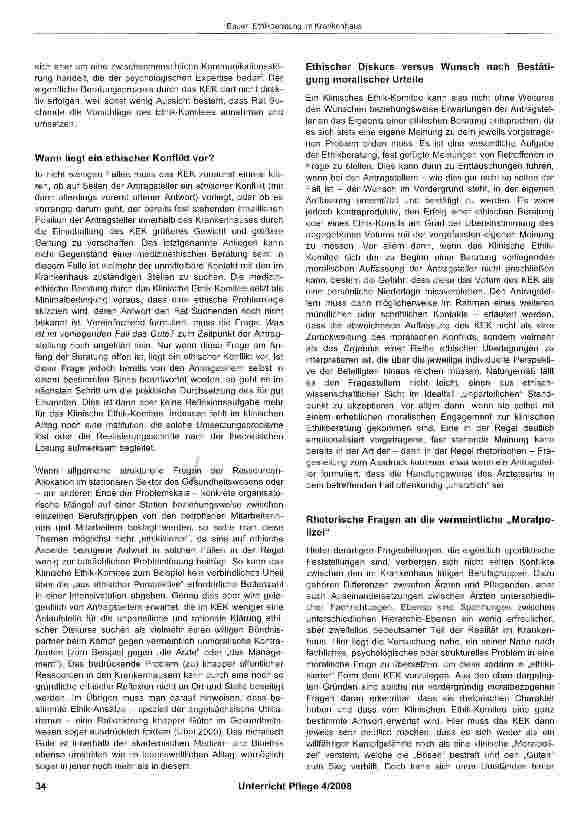Vorschauseite 4: Ethikberatung im Krankenhaus durch das Klinische Ethik-Komitee (KEK) Ein Erfahrungsbericht aus dem Universitätsklinikum Mannheim