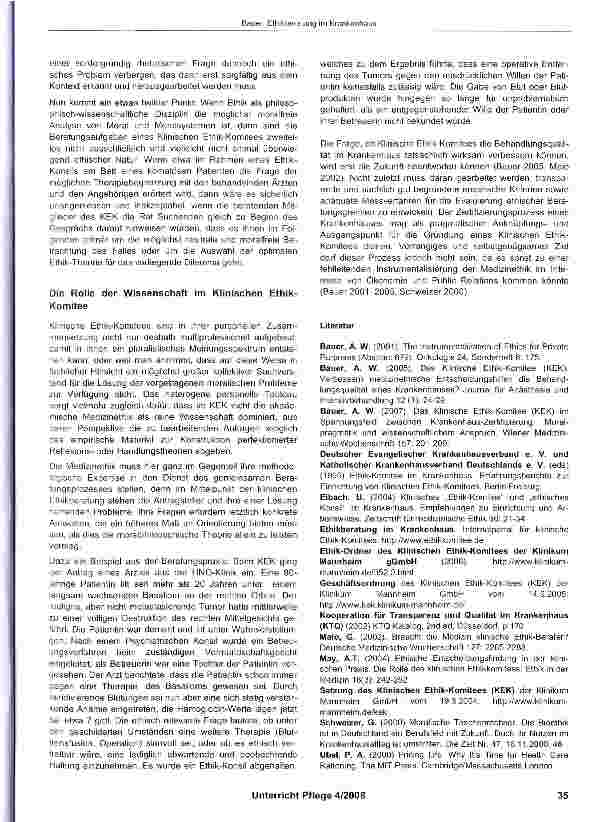 Vorschauseite 5: Ethikberatung im Krankenhaus durch das Klinische Ethik-Komitee (KEK) Ein Erfahrungsbericht aus dem Universitätsklinikum Mannheim