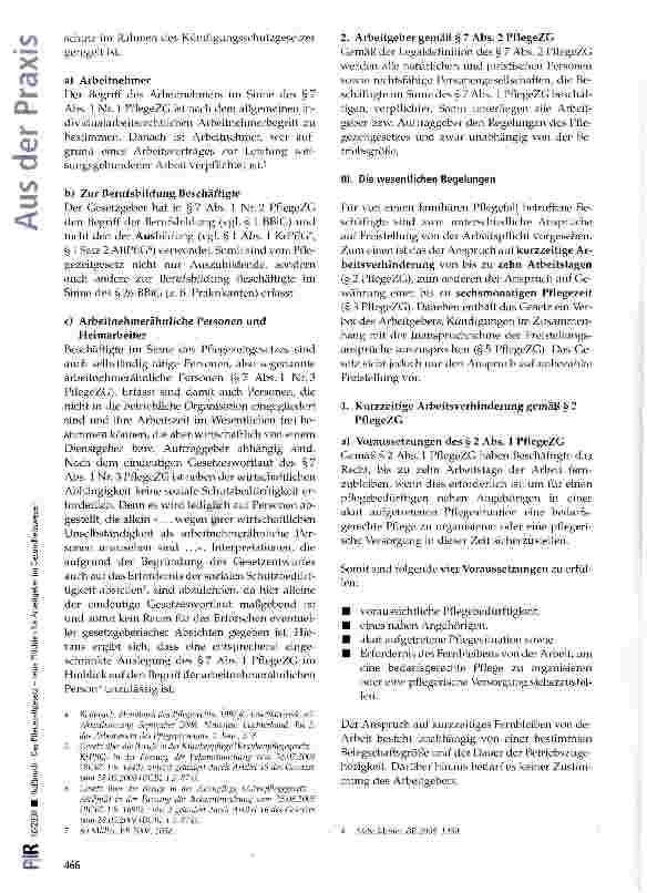 Vorschauseite 2: Das Pflegezeitgesetz neue Pflichten für Arbeitgeber im Gesundheitswesen
