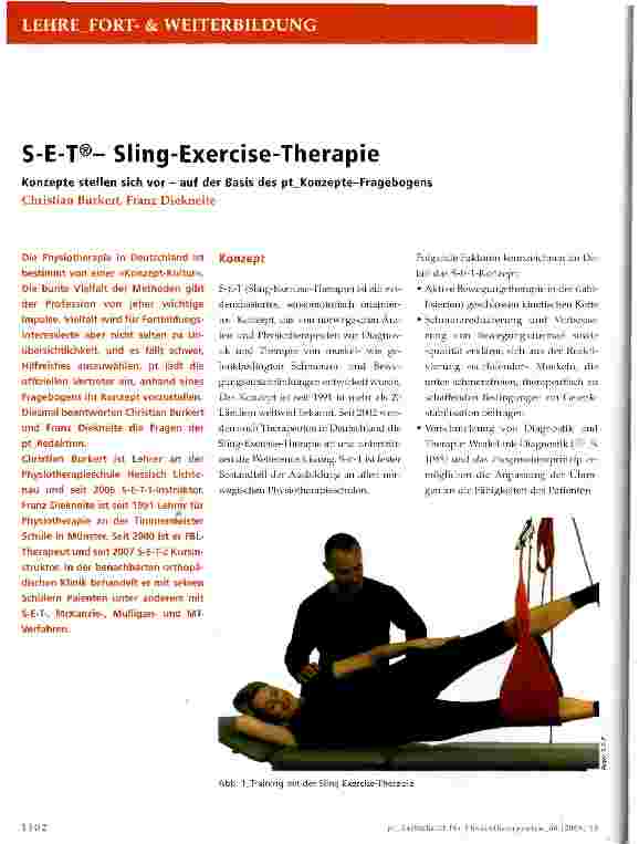 Vorschauseite 1: S-E-T®- Sling-Exercise-Therapie Konzepte stellen sich vor - auf der Basis des pt Konzepte-Fragebogen