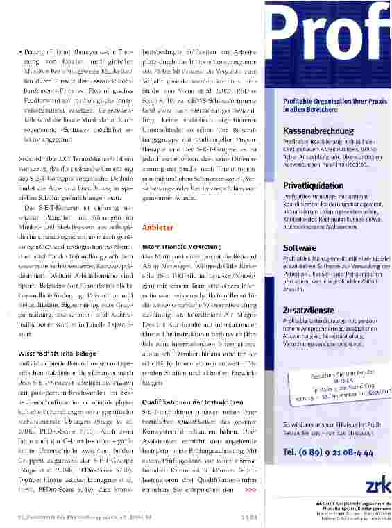 Vorschauseite 2: S-E-T®- Sling-Exercise-Therapie Konzepte stellen sich vor - auf der Basis des pt Konzepte-Fragebogen