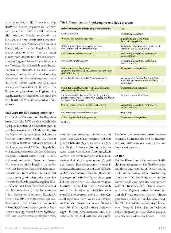 Vorschauseite 2: Working in England Wie bekomme ich als Physiotherapeut die Erlaubnis in England zu praktizieren?