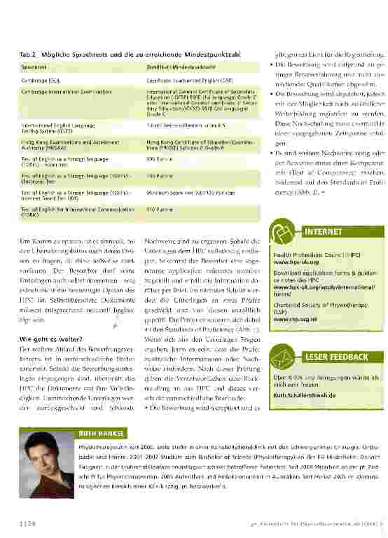 Vorschauseite 3: Working in England Wie bekomme ich als Physiotherapeut die Erlaubnis in England zu praktizieren?