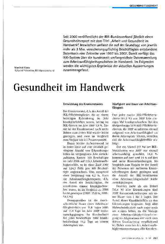 Vorschauseite 1: Gesundheit im Handwerk
