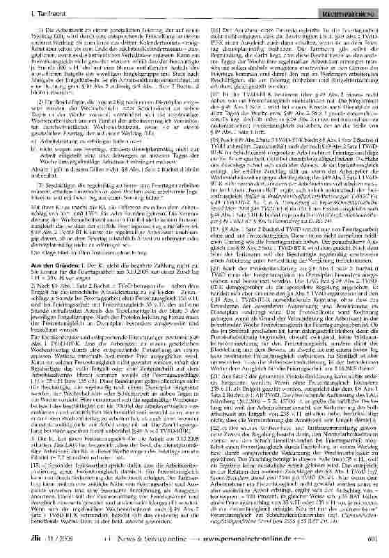 Vorschauseite 2: Feiertagszuschlag - Freizeitausgleich -Krankenhäuser